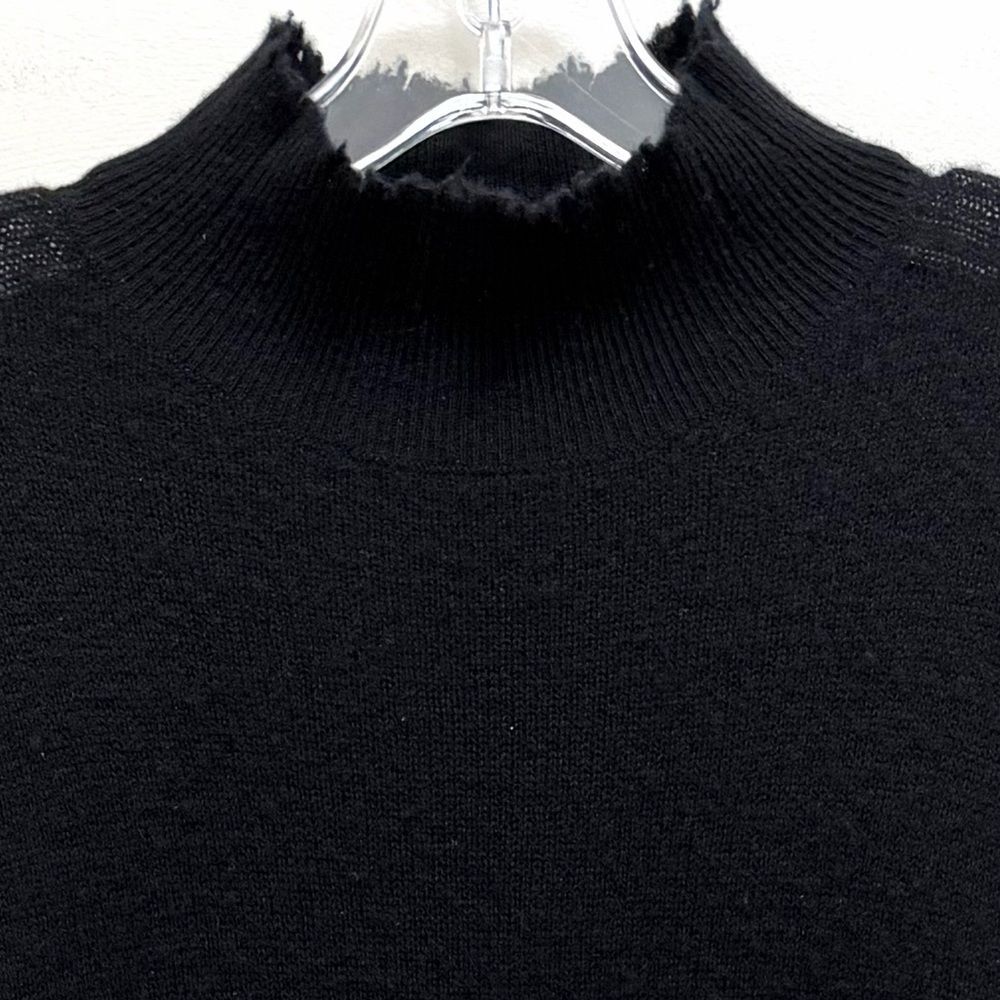 R13 Cashmere Sweater Long Sleeve Mock Neck Distressed Hem Black Size S - Picture 5 of 11